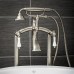 Luxury Clawfoot Tub or Freestanding Tub Filler Faucet  Vintage Design with Telephone Style Hand Shower  Floor Mount Installation  Porcelain Handles  Brushed Nickel Finish - B01CRIKFZC